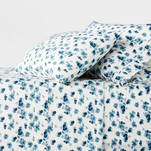 Full 400 Thread Count Performance Sheet Set Blue Blurry Floral - Threshold